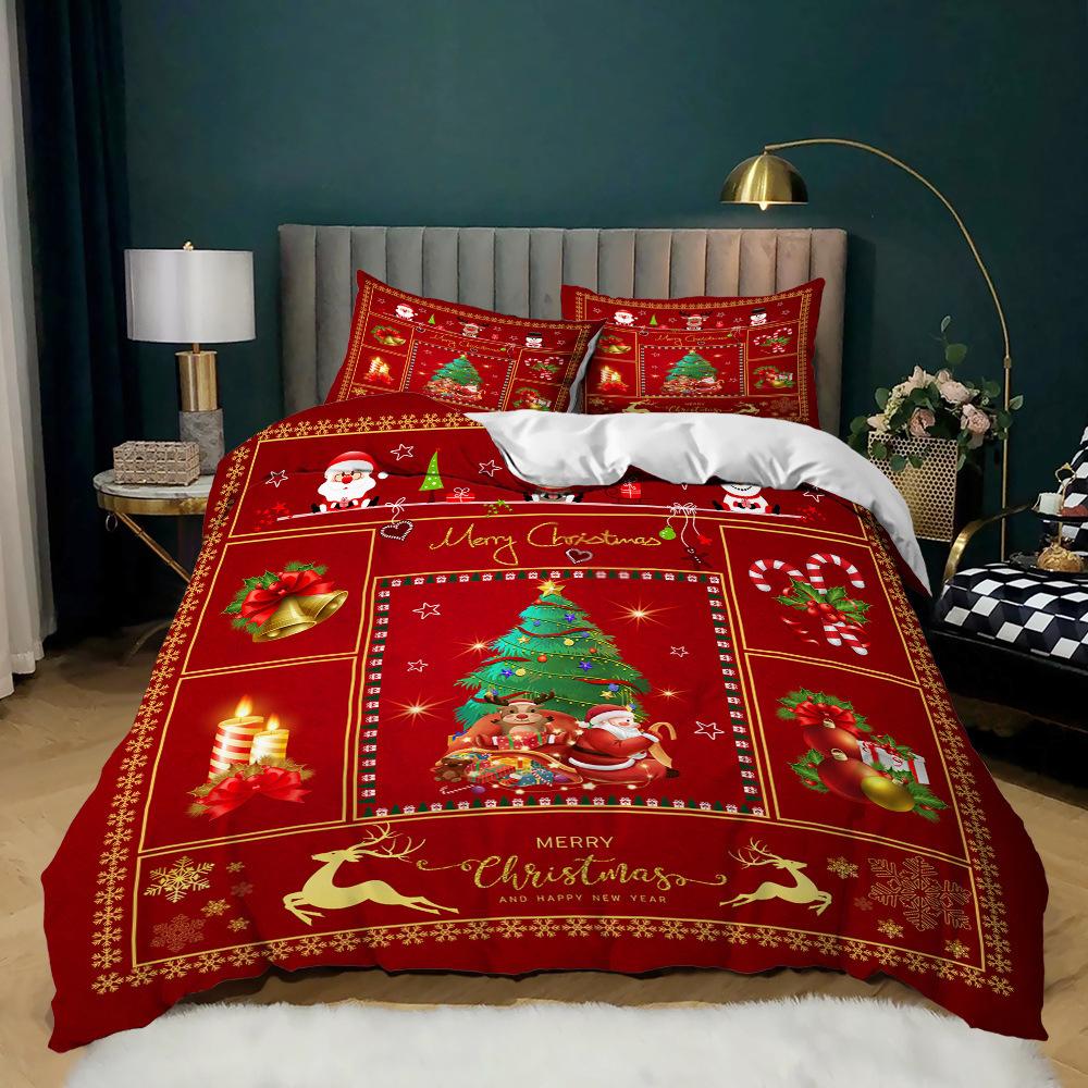 Digital Printing Three-Piece Christmas Series Quilt Cover Sheet Kit