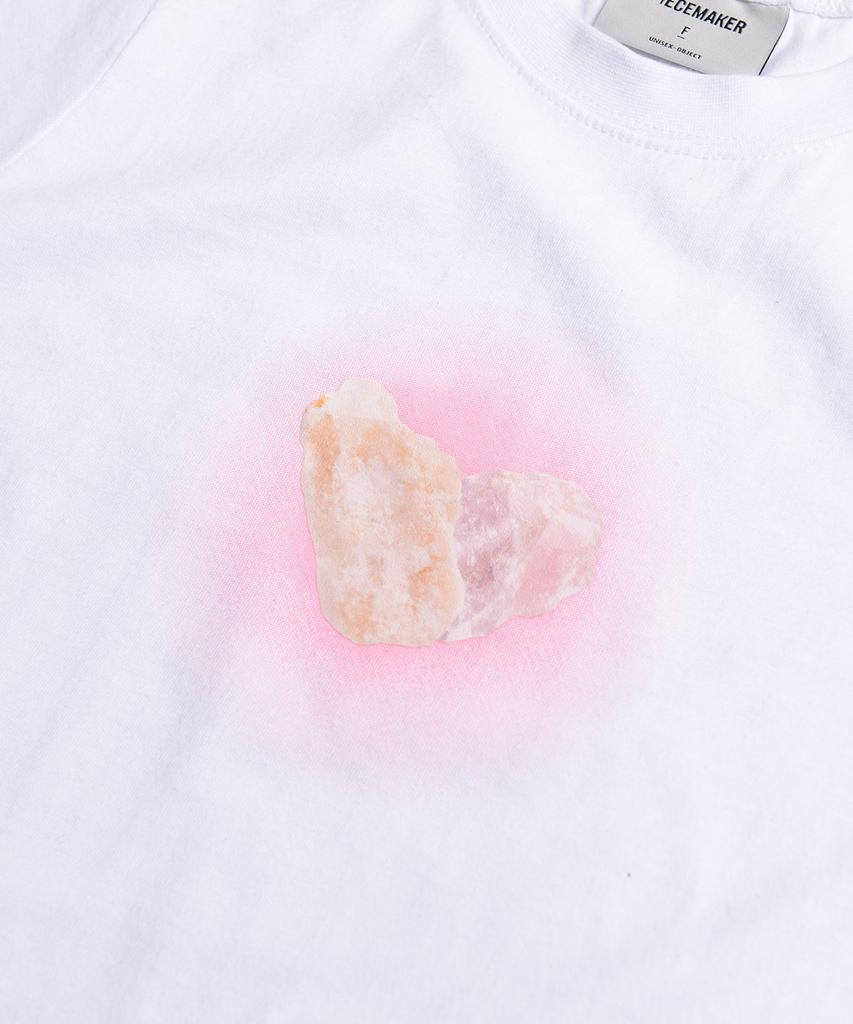 PEACE MAKER Stone Heart Crop Tee (White)