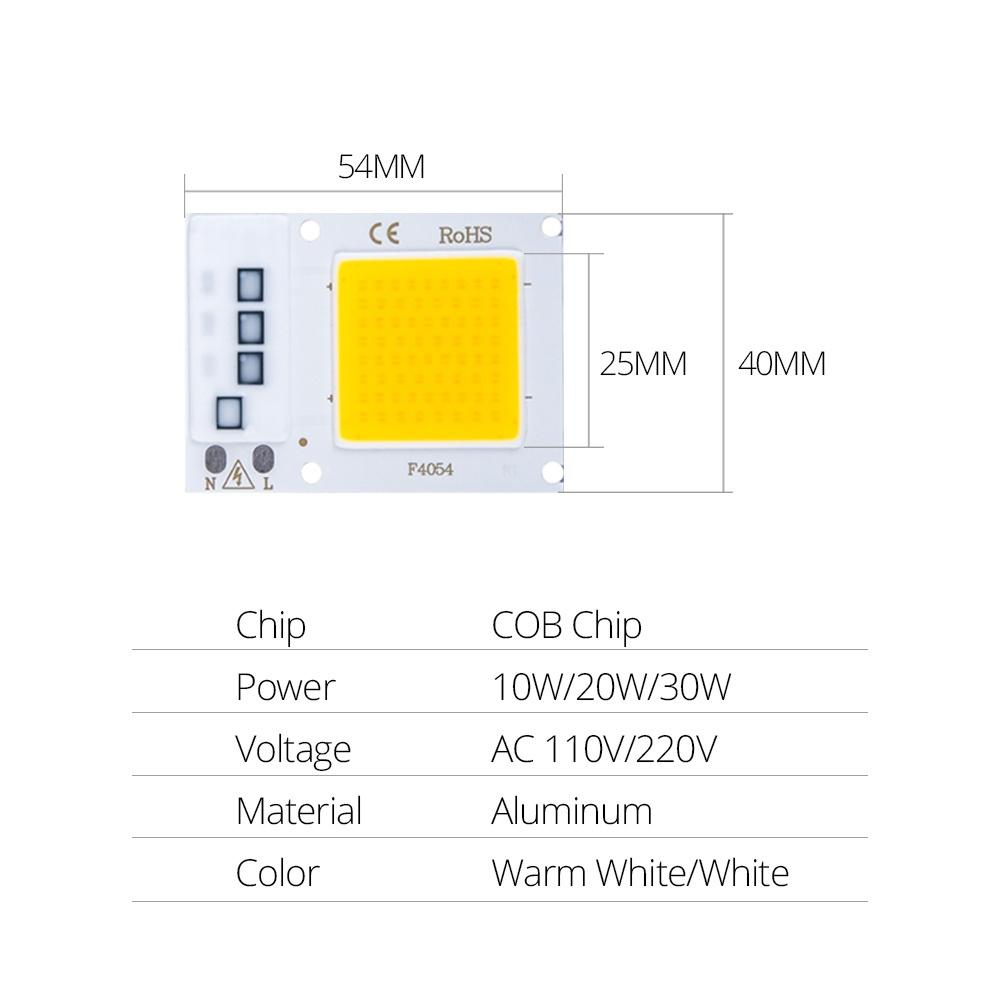 2 Pezzi Lampada LED Chip COB 220V 10W 20W 30W 50W Smart IC Non Necessita Driver Lampadina LED 3W 5W 7W 9W per Illuminazione Proiettore