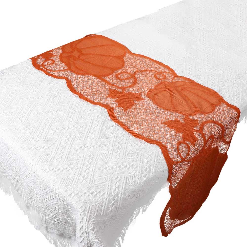 Lace Maple Leaves Pumpkin 72 X 13 Inch Halloween Decorations Table Runner Table Cloth Table Cover