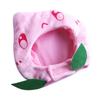 Cat Costume Hat Adjustable Soft Washable Cute Fruit Shape Plush Cat Headgear for Daily Festival Party Pink
