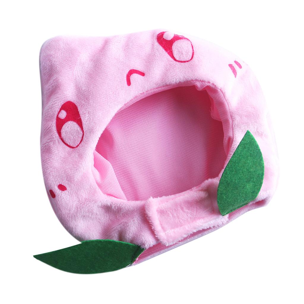 Katzenkostüm Hut Verstellbar Weich Waschbar Niedlich Fruchtform Plüsch Katzenkopfbedeckung für Täglich Festival Party Rosa