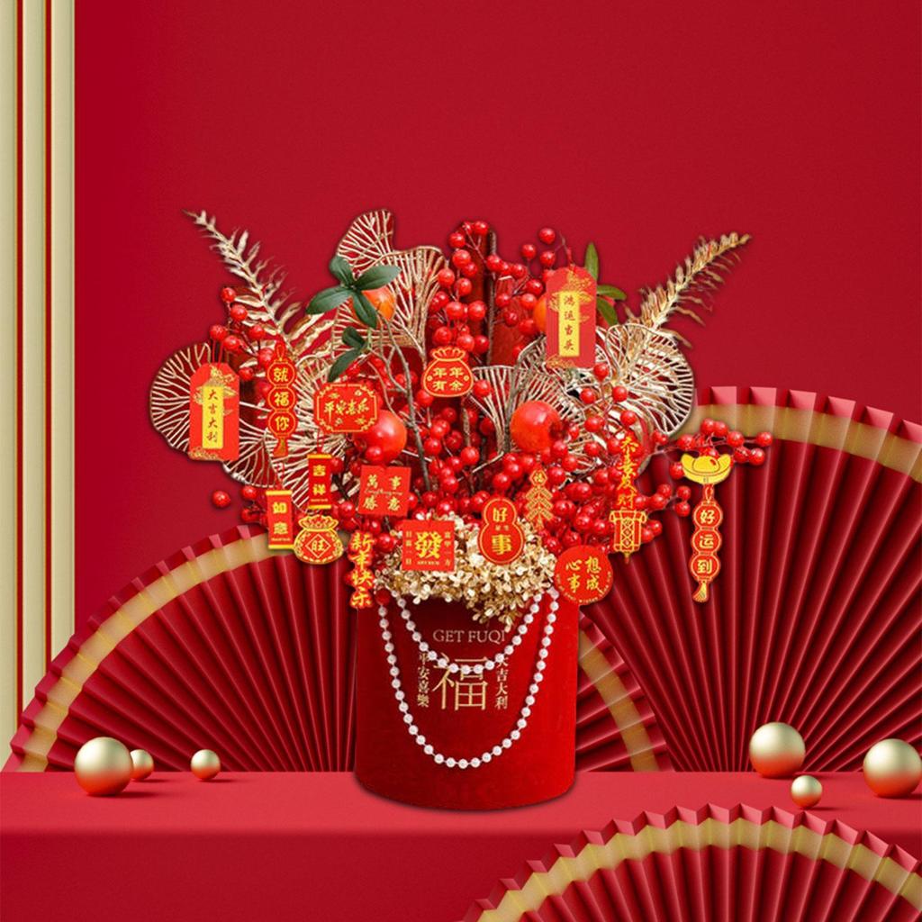 2025 Chinese New Year Decorative Plant Lucky Bucket for Tabletop Use 24inch Height