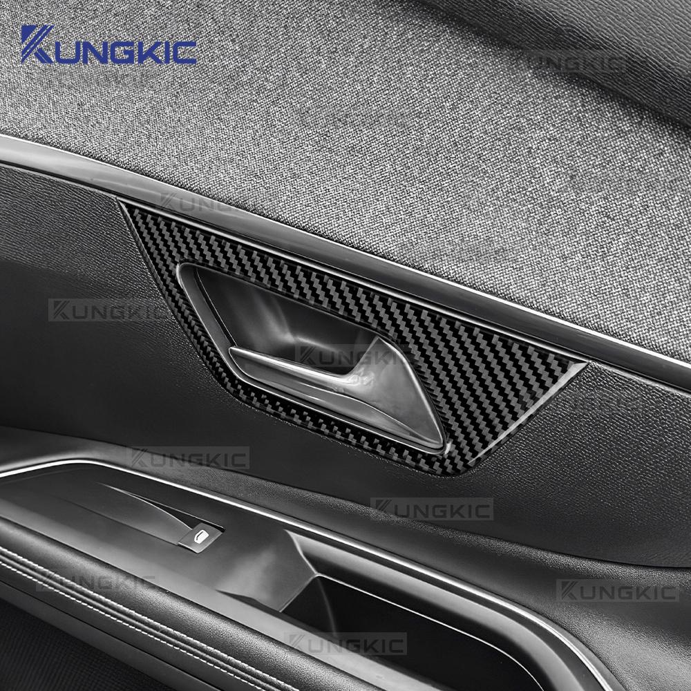 Real Soft Carbon Fiber Trim For Peugeot 3008/5008 ICEV PHEV 2017 2018 2019 2020 2021 2022 2023 2024 Car Inner Door Handle Frame
