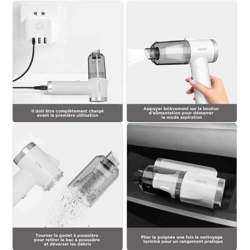 Aspirateur A Main Sans Fil Pliable Eclairage Led Crc90 Vortex