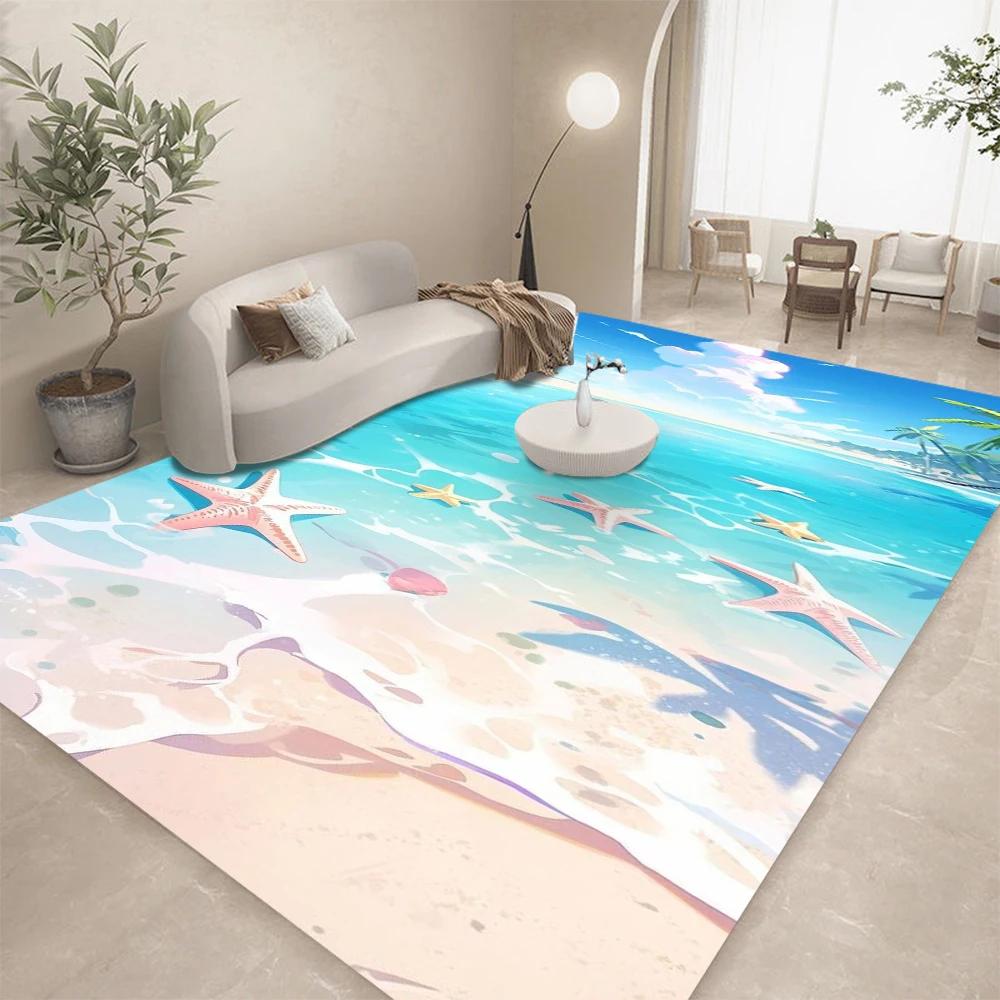 

3D ковер с океаном и морской водой, пляжный коврик для воды, ковер для гостиной, спальни, дивана, коврик для двери, детский игровой коврик для ползания, нескользящий напольный коврик 50X80CM