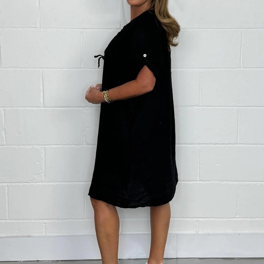 Women's Casual Sundress Beach Dress For Women 3/4 Sleeve Dress V Neck Loose Dresses Midi Dress