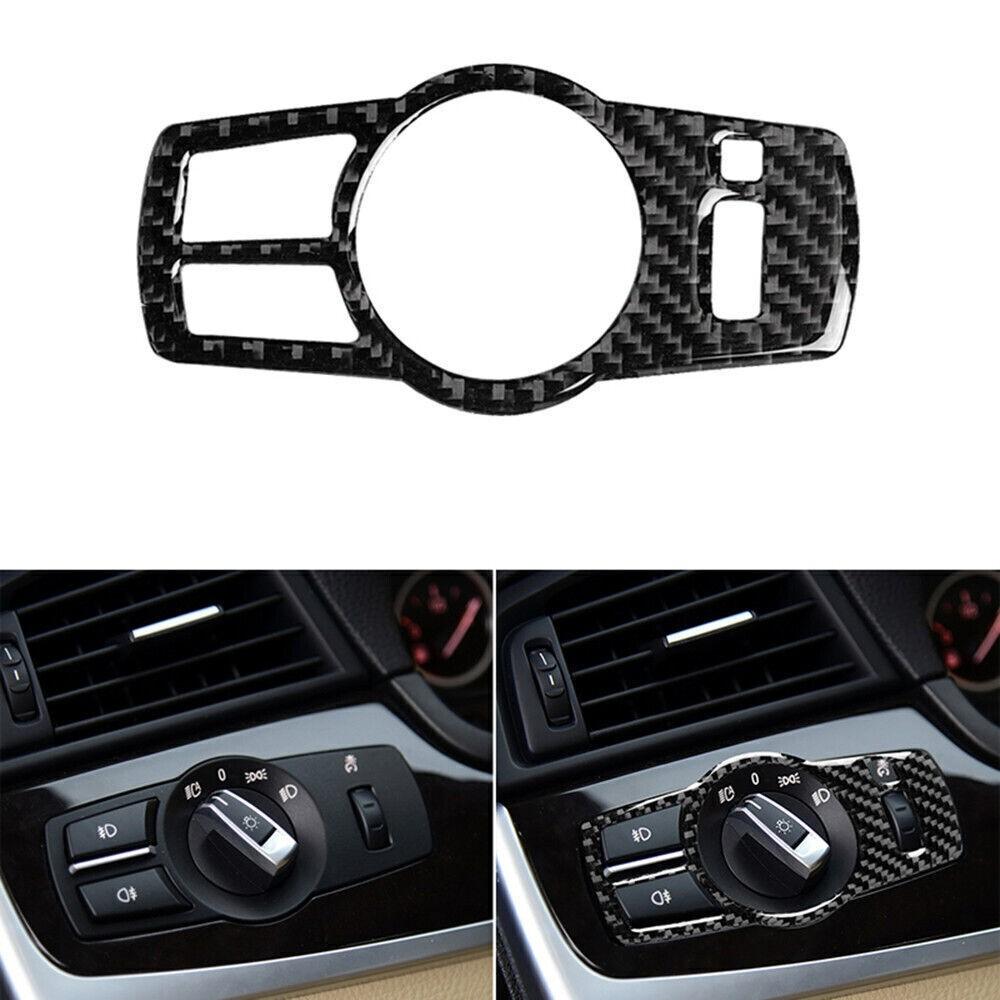 Carbon Fiber Headlight Switch Panel Cover Trim For BMW 5 Series F10 2008-2017