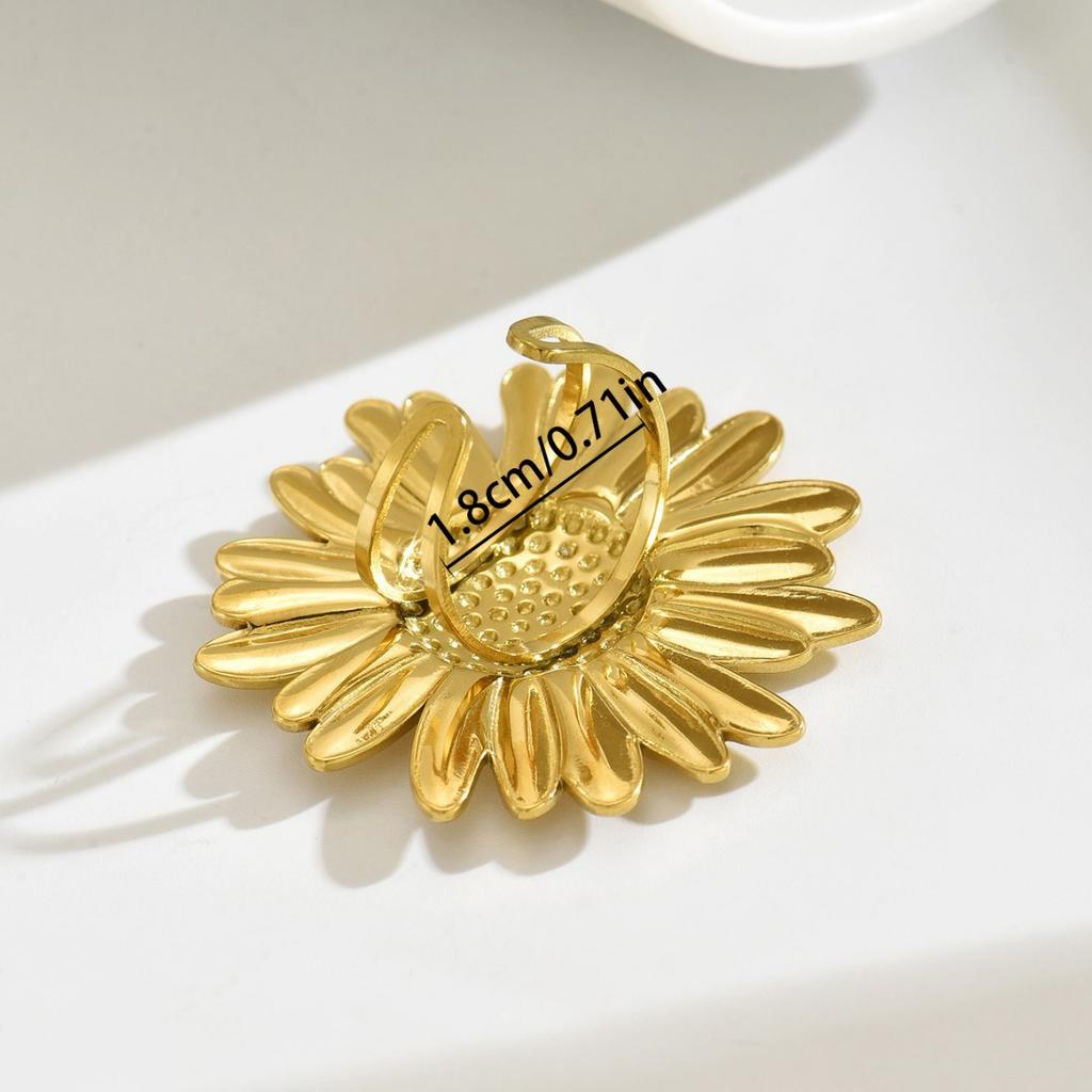 2025 New Geometric Wind Women's Ring, Niche Sunflower Design 18k Electroplated Gold Premium Sense Ring
