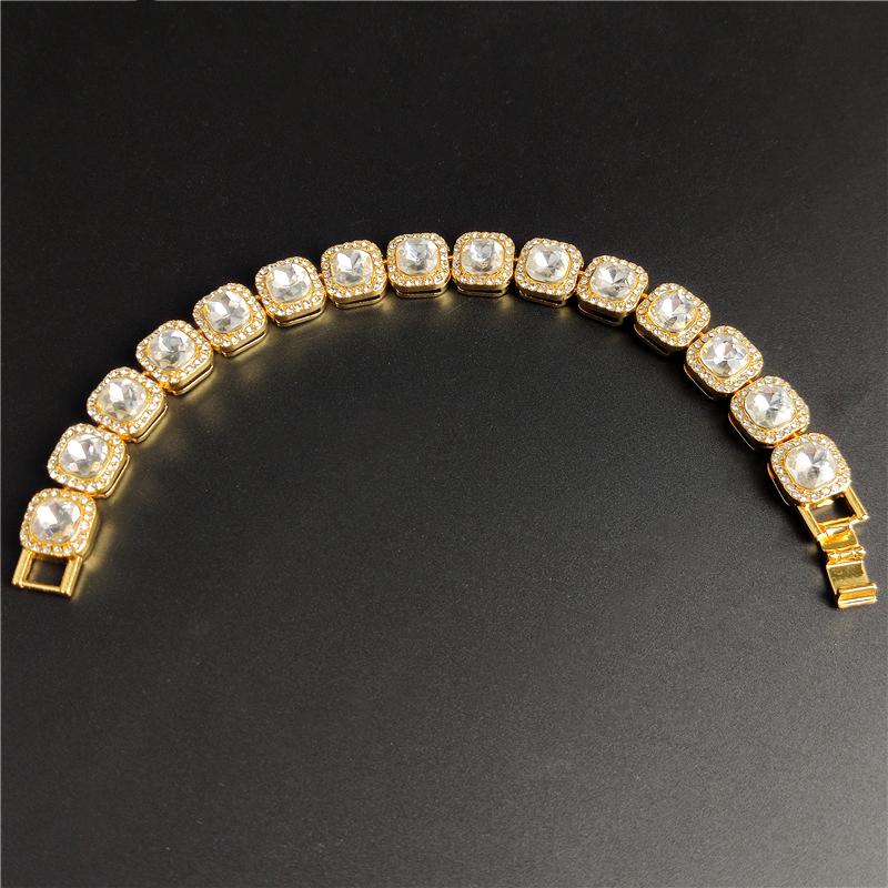 Hip Hop Plně Křišťálové 13mm Čtvercové Tenisové Náramky pro Muže Ženy Bling Kamínkový Kubánský Řetízek Luxusní Šperky