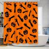 Halloween Orange Shower Curtain with Spooky Pumpkins Ghosts Decorative Bathtub Cover for Halloween Party Decoration Supplies In