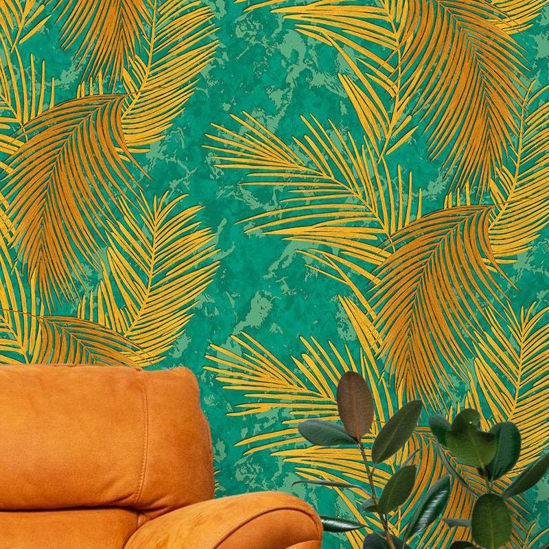 3D American Rural Palm Leaves Wallpaper Bedroom Living Room TV Sofa Background Wallpaper Retro