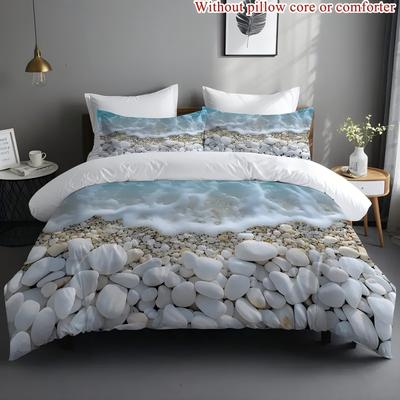 Küsten Strand Muster 3D Gedruckte Bettbezug Sommer Strand Hawaiianisch Tropischer Stil Deckenbezug Weiche Bequeme Bettwäsche Abdeckung