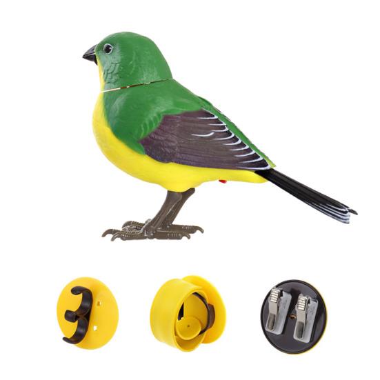 Elektronisches Simulations-Vogelspielzeug mit 3 Standfüßen, Geräusch- und Bewegungsaktivierung