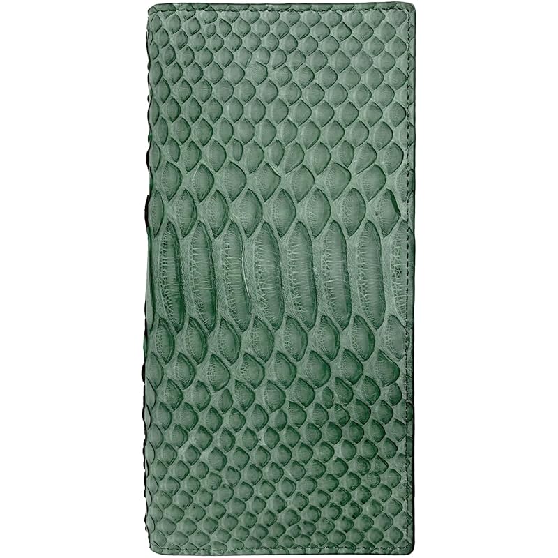 

[FashionBerry] green one piece of leather diamond python long wallet men s ladies snakeskin snakeskin snake leather genuine leather Genuine leather