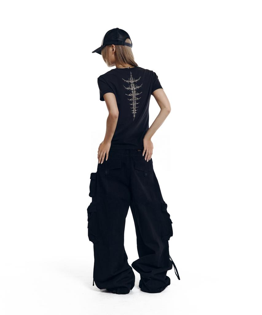 AAKAM Dirty Spray Bone Half Top (Black)