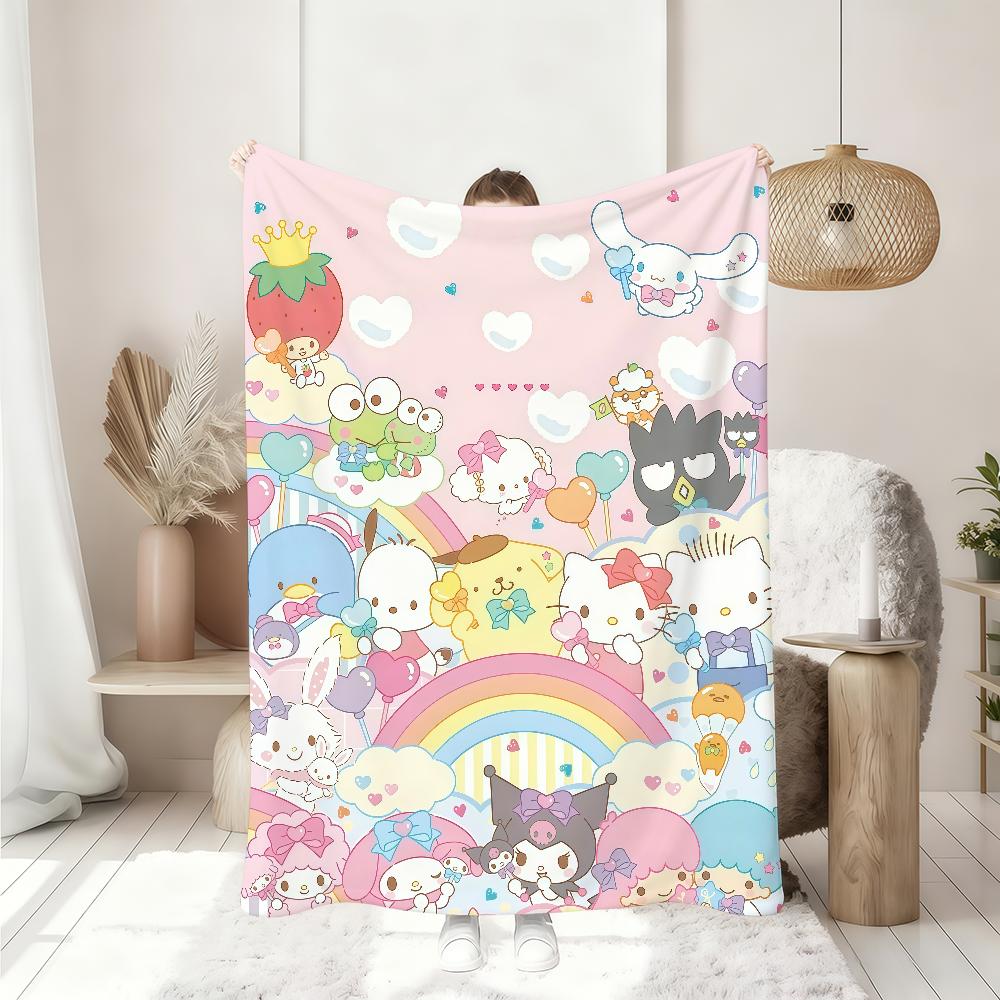 K-Kawaii H-HelloKitty K-Kuromi Blanket Soft Throw Blanket for Home Bedroom Bed Sofa Picnic Travel Office Rest Cover Blanket Gift
