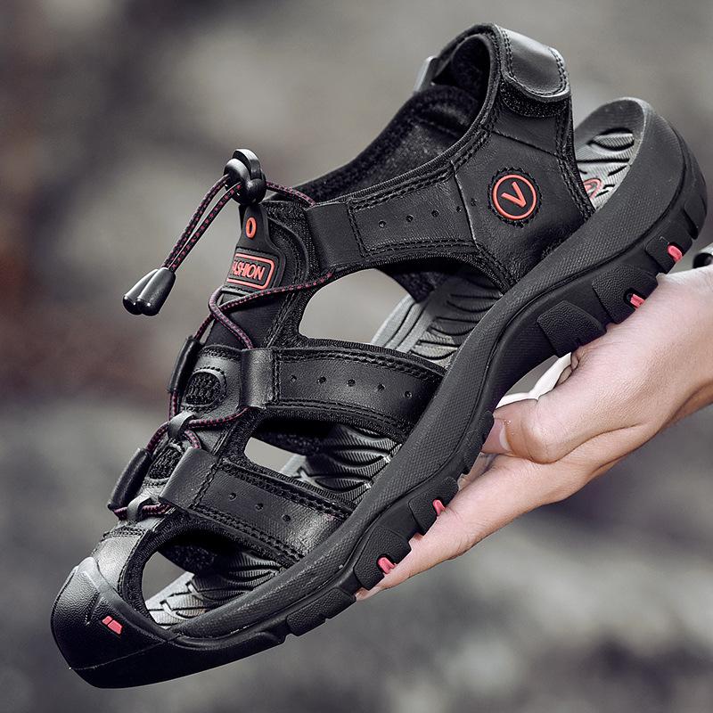 2019 Summer Men's Leather Trekking Sandals - Outdoor Stream-Crossing Cowhide Beach Shoes
