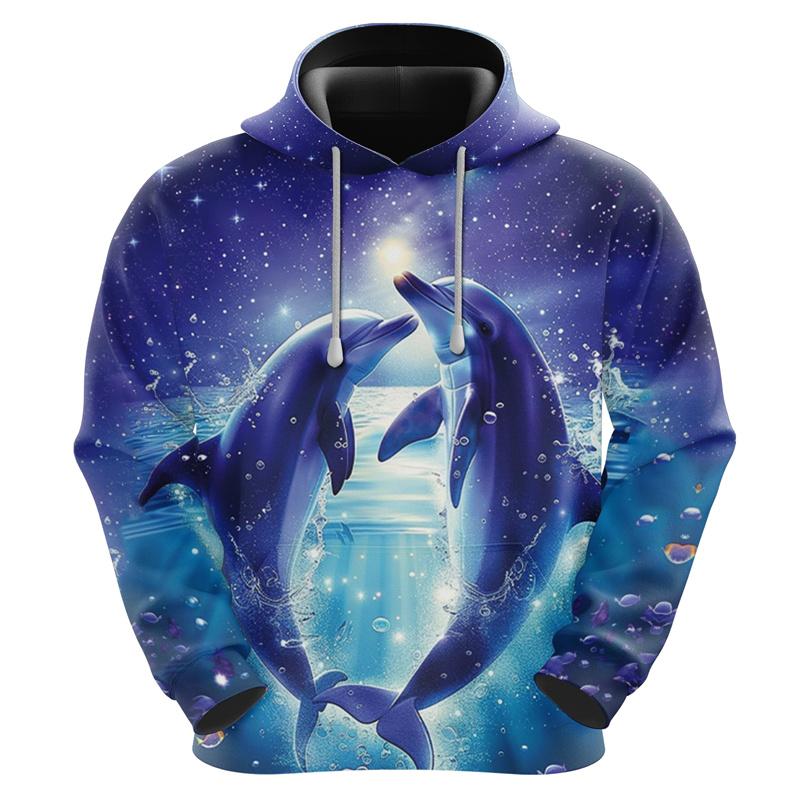 Pánské a dámské 3D mikiny s kapucí College DolDave, grafická mikina s mořským zvířetem, dospělý svetr, hipsterská streetwearová móda 2025