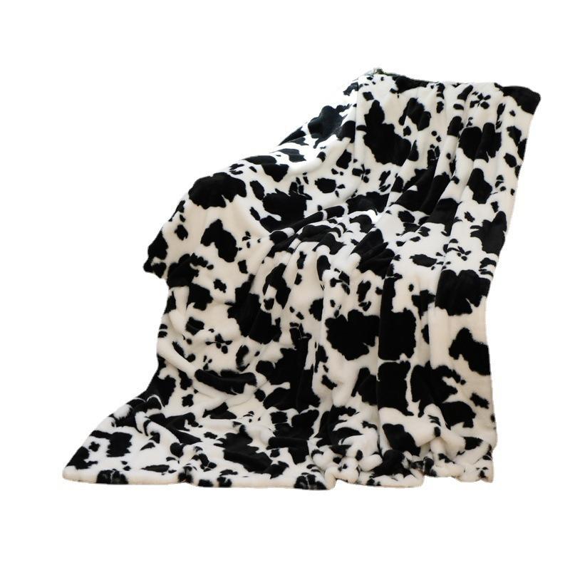 Cozy Printed Milk Flannel Blanket Leopard Design Sofa Throw Blanket for Home