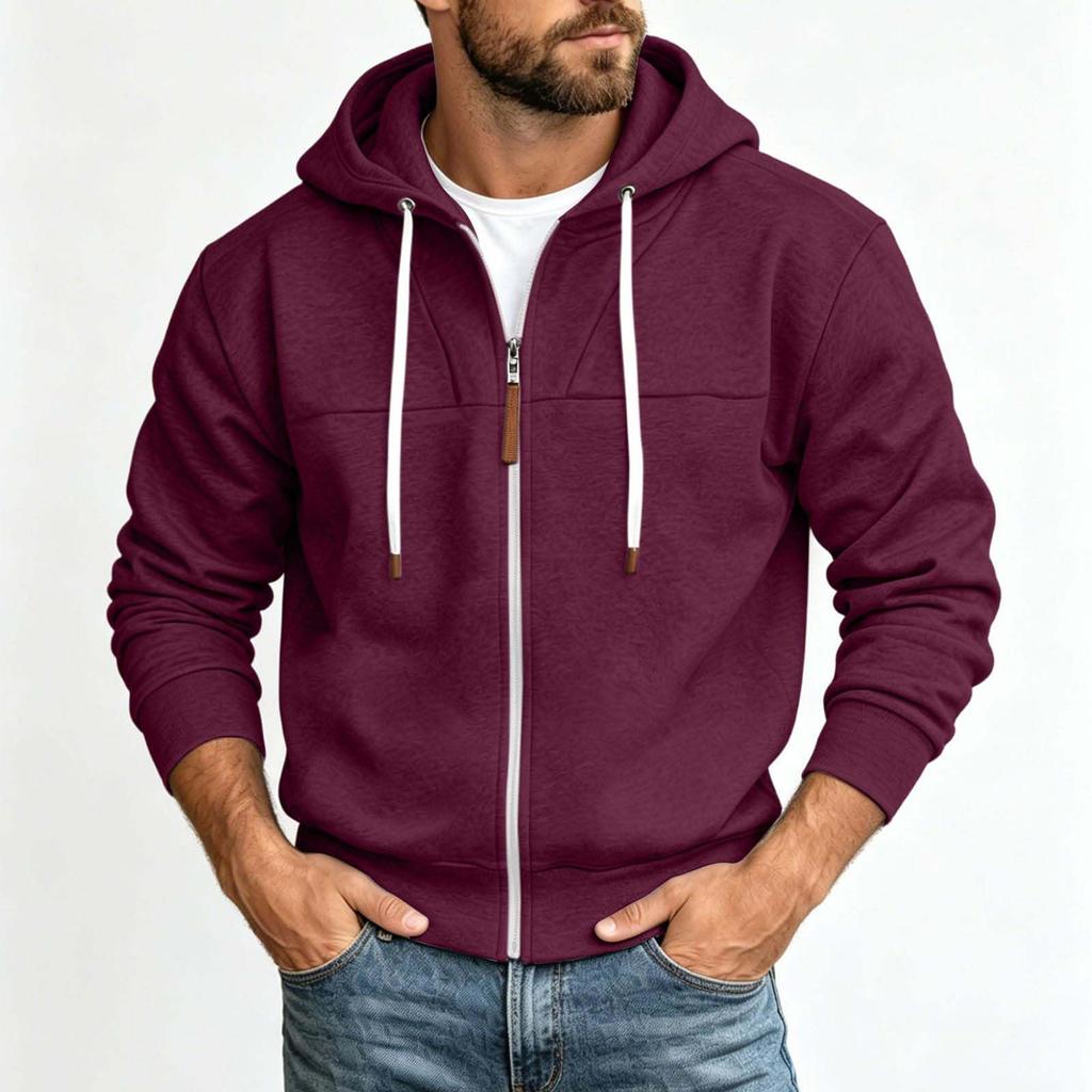 Men's -Lined Zip-Up Hoodie Sweatshirt Color for Daily Wear and Outdoor Activities