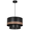 Wood Duo Black Hanging Lamp, 1-Flat Mesh Lampshade, Walnut Veneer
