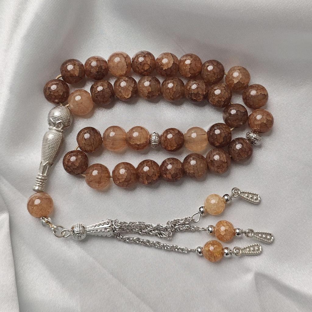 Islamic 33 Dragon Vein Stone 10mm Beads Ice Crack Prayer Beads Bracelet