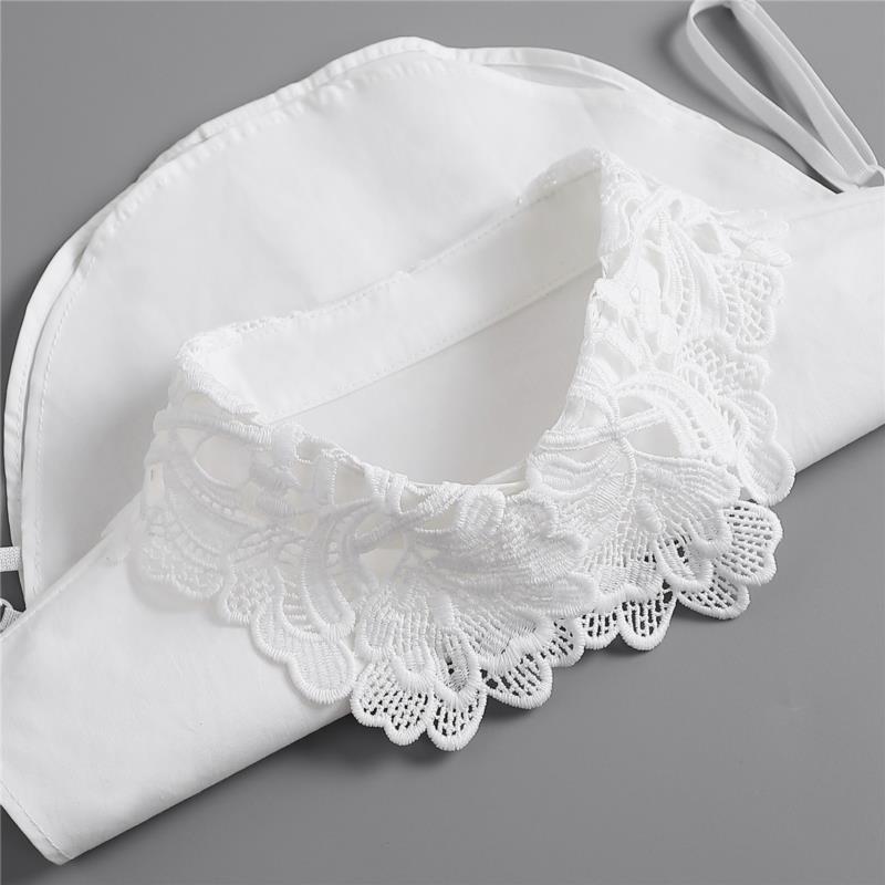 Perfect Match Embroidery Fake Collar Women Lace Detachable Lapel Collar Shirt Top Tie White Ruffles False Collar Woman Removable False Blouse