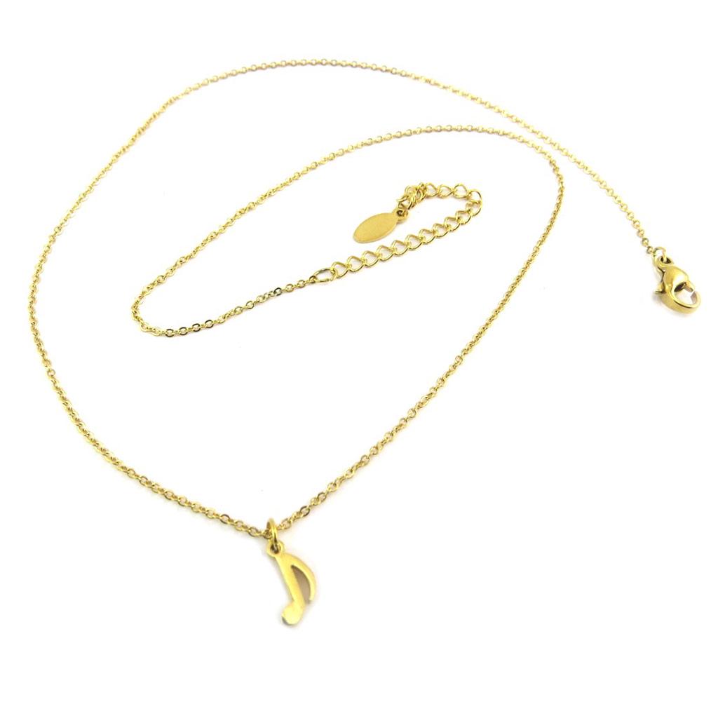 Les Trésors De Lily [P8050] - Golden 'Musical Notes' Steel Necklace (eighth Note) - 8x5 Mm