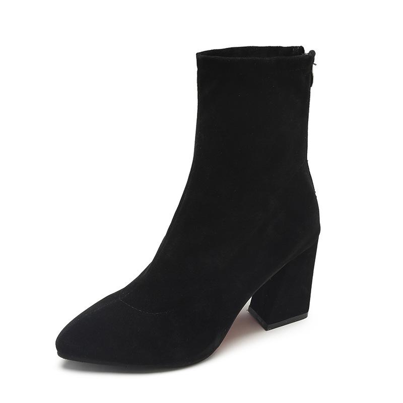 

Ботинки женские туфли новые осенне-зимние полусапоги с острым носом и толстым каблуком женские ботильоны на высоком каблуке женские эластичные ботинки женские 38