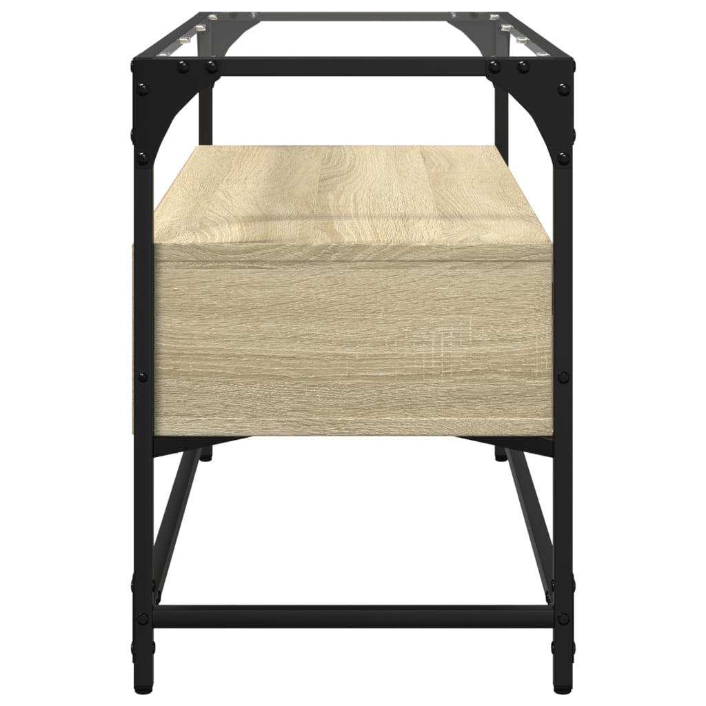 TV Cabinet with Glass Top Sonoma Oak 80 X 35 X 51 Cm Engineered Wood