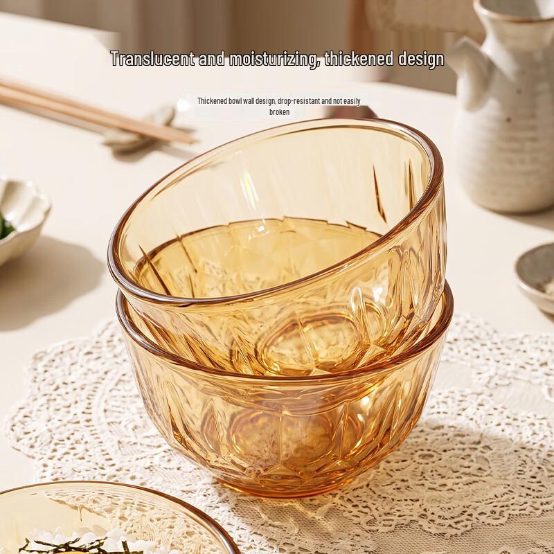 Baijie Amber Heat-Resistant Borosilicate Glass 4-Piece Dinnerware Set