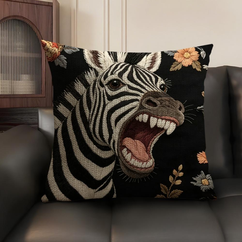 2D Scream Tiere Retro Kissenbezug Natürlicher Leinen Bio-Stoff Beidseitiger Druck Sofa Heimdekor Geschenk Kissenhülle