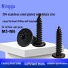 Thin Head Black Zinc Plated 304 Stainless Steel Phillips Flat Head Self-Tapping Screws M2-M6