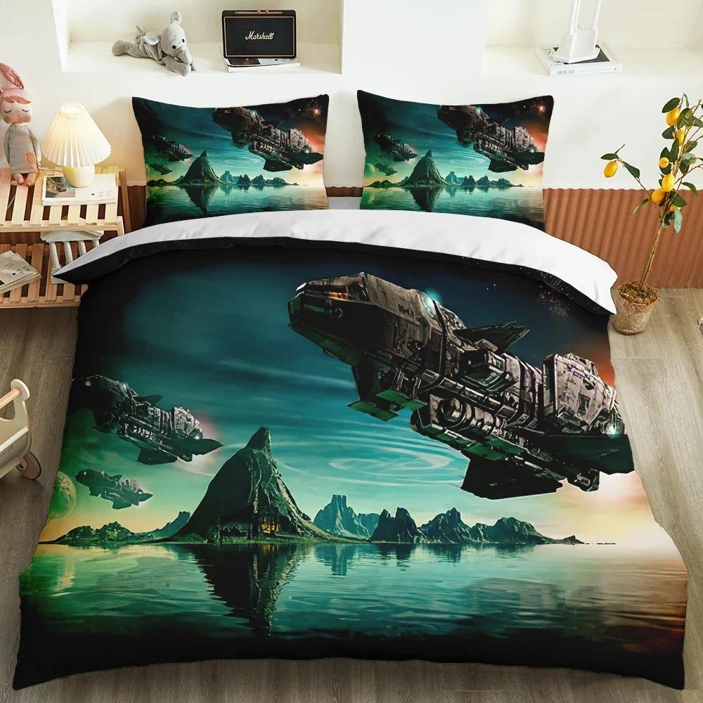Galaxy Universe King Queen Duvet Cover Planet Outer Space Bedding Set Solar System Comforter Cover Sky Polyester Quilt Cover