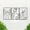 3Pcs Abstract Geometric Metal Wall Sculpture Minimalist Line Art Hanging Decor Indoor Outdoor Home Holiday Gift