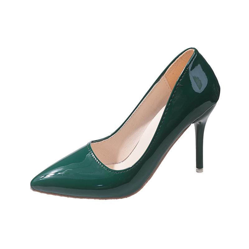 

Большой размер 40-43 Женские туфли на высоком каблуке Модные простые однотонные тонкие туфли-лодочки с острым носом Botines Mujer Con Tacon 37 зелёный