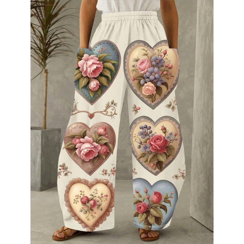 Plus Size Fashion Women 1XL-5XL Casual Loose Christmas Printing Long Wide Leg Yoga Pants Pocket Lounge Pants Pajama Pants