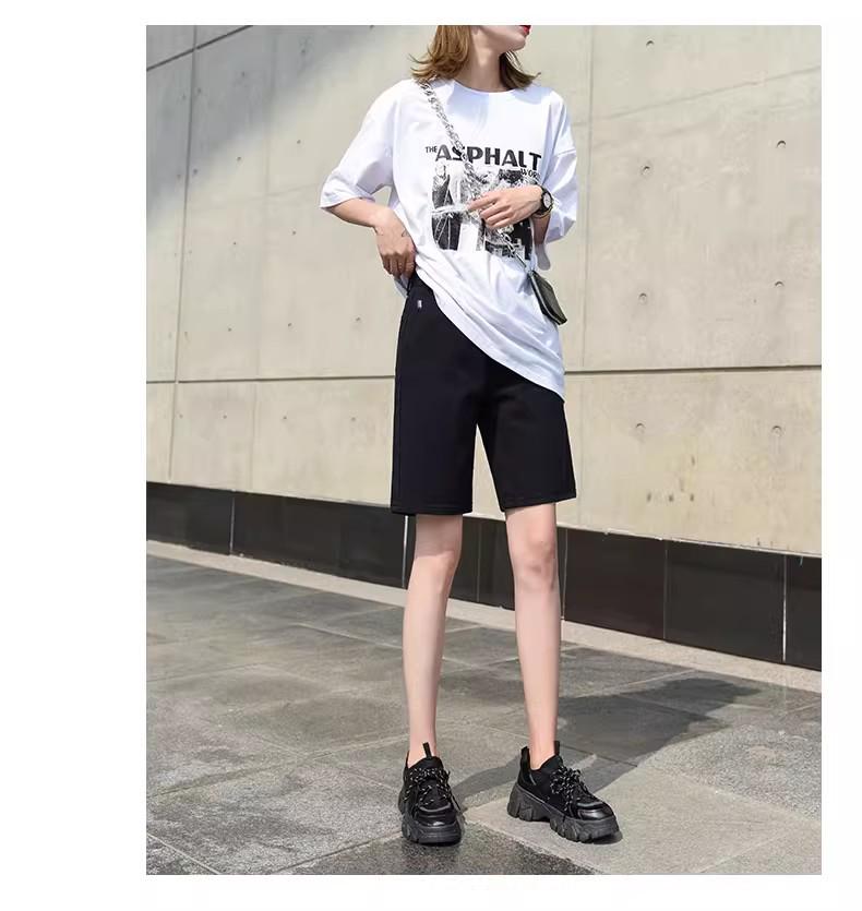Women's High-Waisted Denim Shorts: Summer Solid Color, Trendy Design, Plus Size, Loose Fit, Straight Leg
