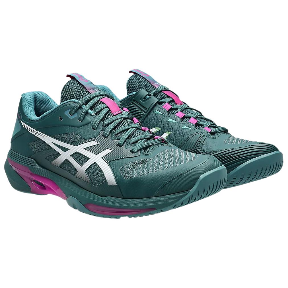 Asics Solution Speed FF 4 Comfortable Fit Rebound Low-Top Tennis Shoes Men sneakers Green Silver 1041A532-300