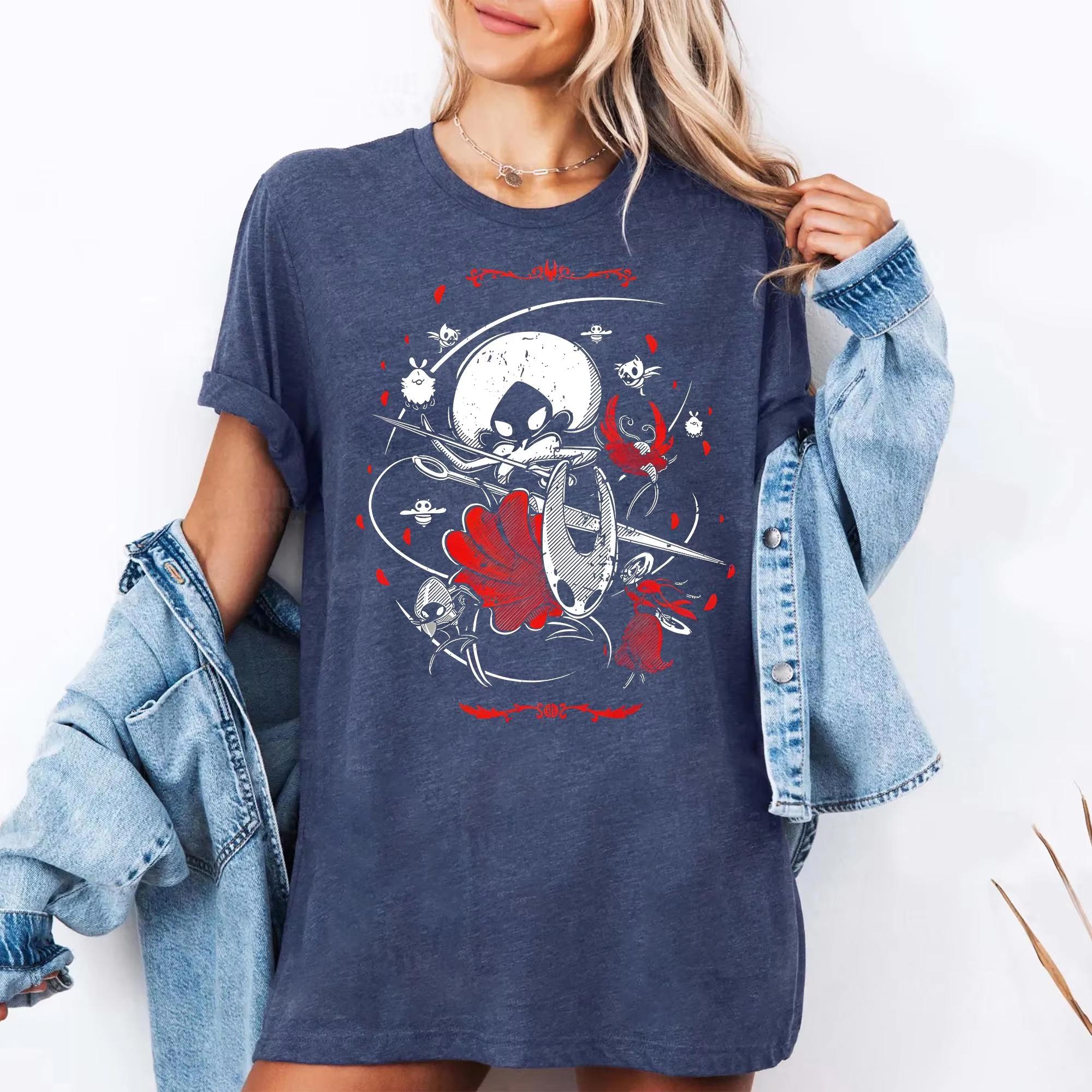 Hollow Knight Silksong Shirt Gothic Indie Game Hornet Indie Game Graphic Tee Gothic Aesthetic Gaming Tee S
