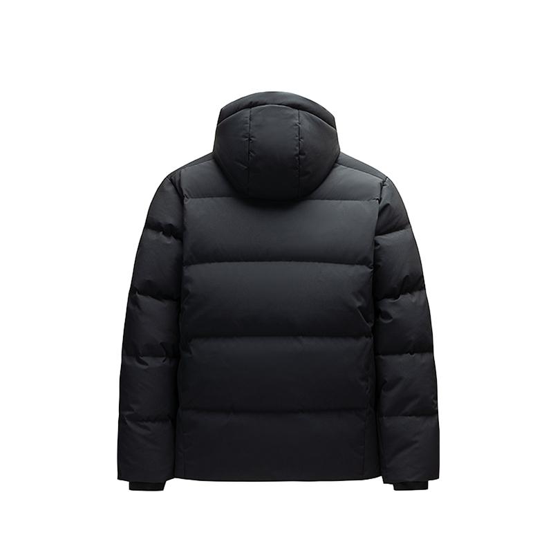 Anta Training Series Solid Color Zipper Hooded Comfortable Breathable Casual Down Jacket Men Outerwear Basic-Black 152517921R-4