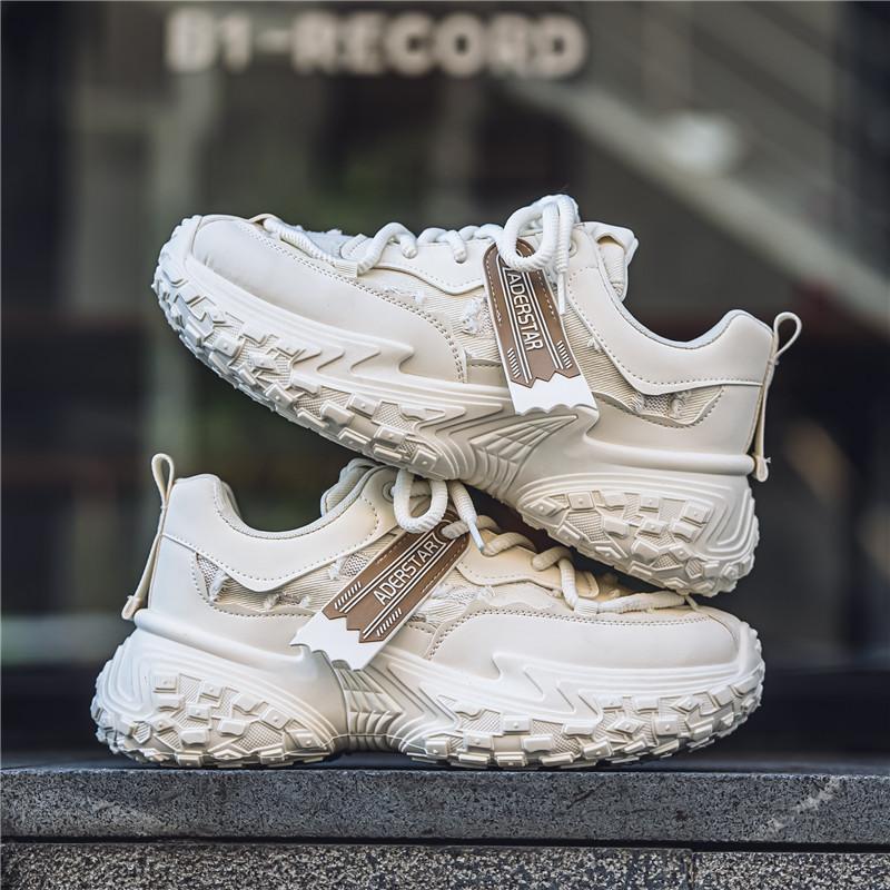 

Мужская обувь осенняя дышащая популярная спортивная обувь студенческая марка Tide повседневная беговая резина толстая подошва увеличивающая рост маленькая белая папина обувь 39 белый