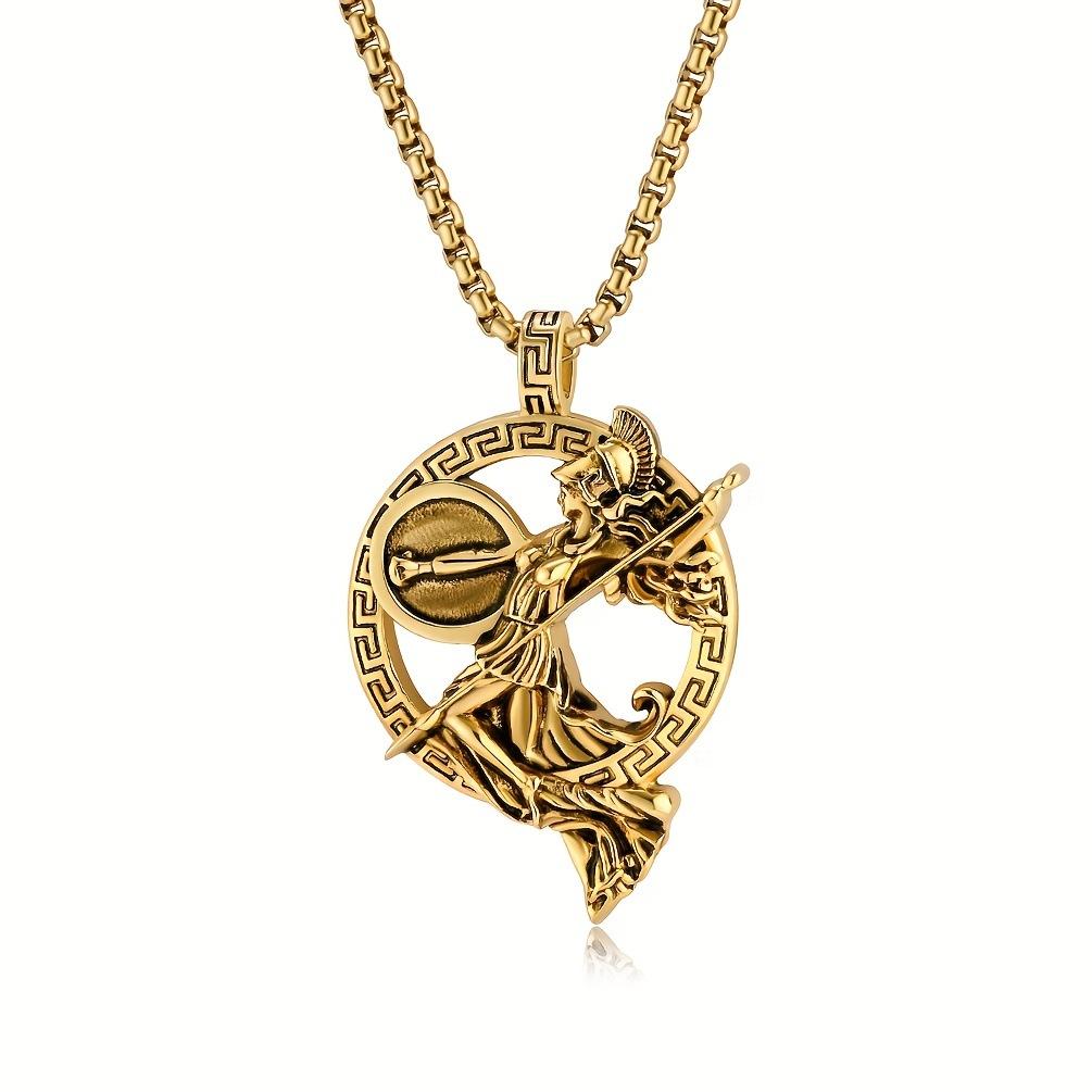 Amerikanischer Retro Herren Hip Hop Griechische Mythologie Athena Sparta Halskettenanhänger