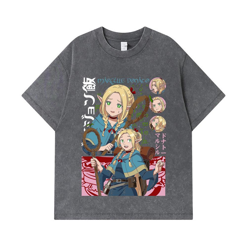 275 GSM Washed T-shirts 100% Cotton Delicious in Dungeon V3 Marcille Print Unisex Heavy Cotton T Shirt