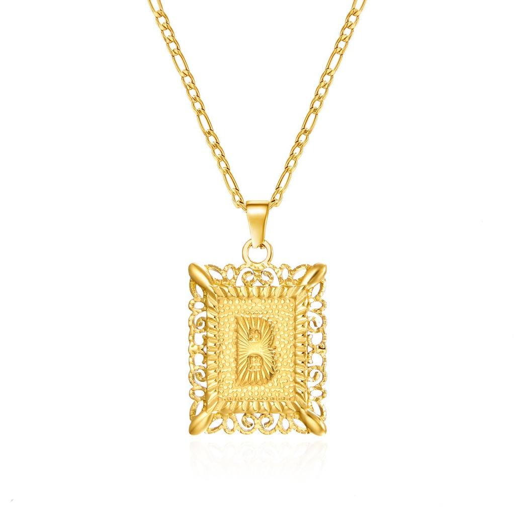 European and American style simple square 26 letter pendant necklace women's personality high-end design jewelry
