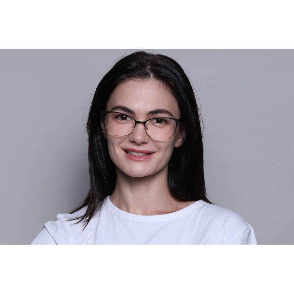 Full Rim Cat Eye Black Gold Smartbuy CollectiOn Ayaka With Clip On Df 300 02m fashiOn Women Eyeglasses