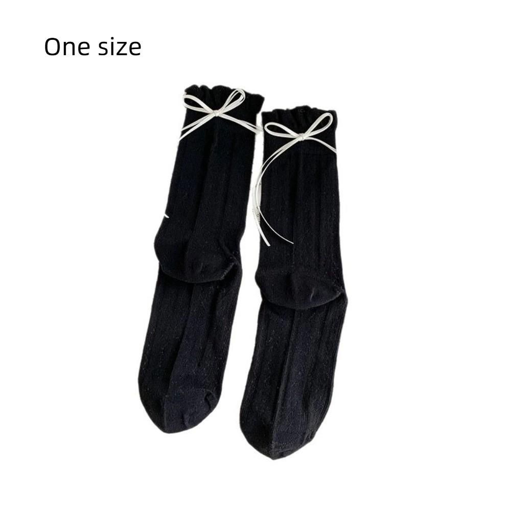 Solid Color Long Socks Breathable Bowknot Socks Soft Women's Socks  Summer