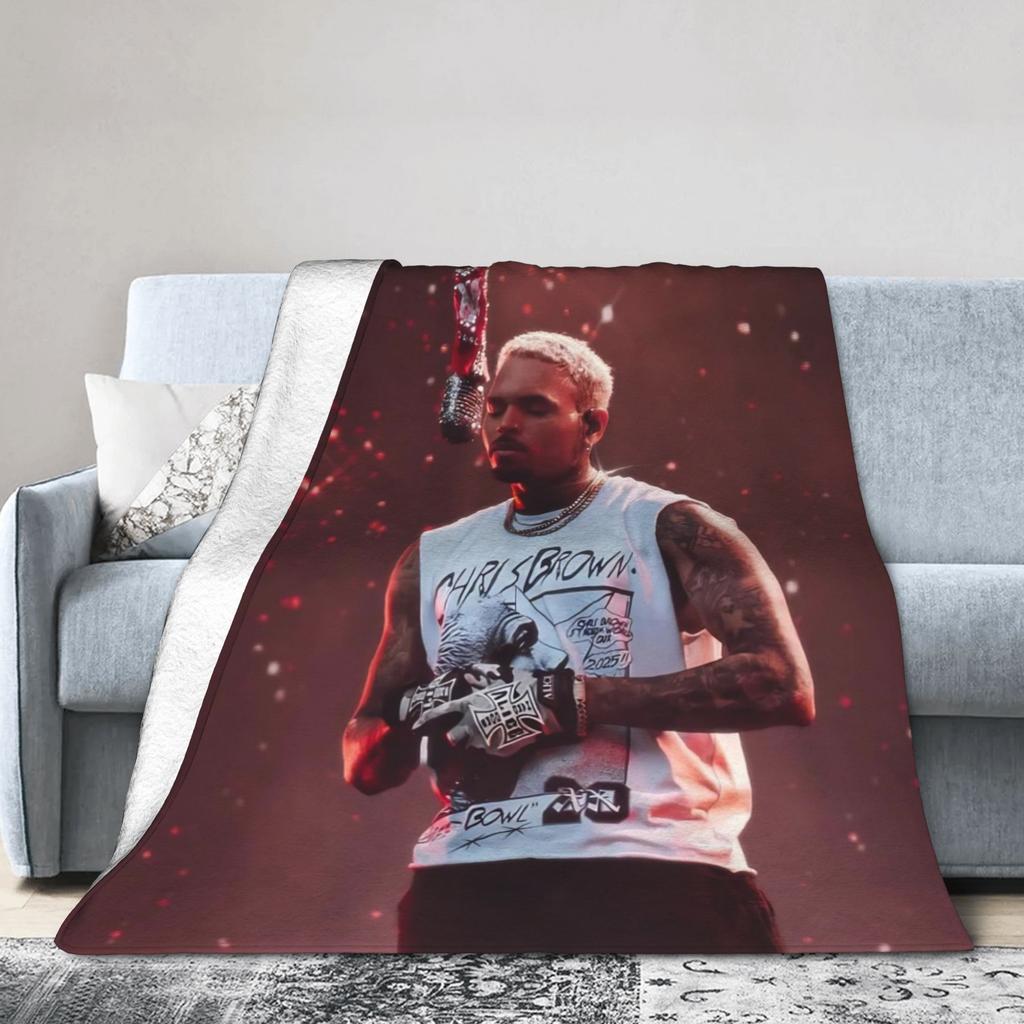Warm Soft BlanketsKids Adult Travel Rapper Chris Browns Throw Blanket Flannel Bedspread Sofa Bed Comfortable Sofa Bed Cover