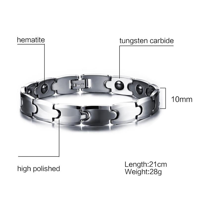 Ikuinen Couple Tungsten Bracelet for Men Women Hematite Health Energy Chain Link Bracelet Lovers Wristband Magnetic Bracelet Benefits
